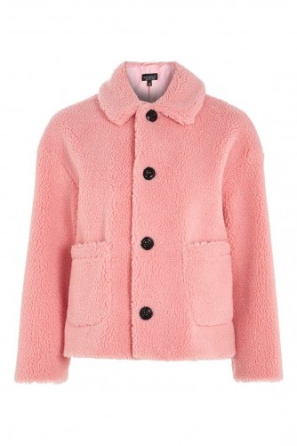 Topshop Pink Cropped Borg Coat - flipped