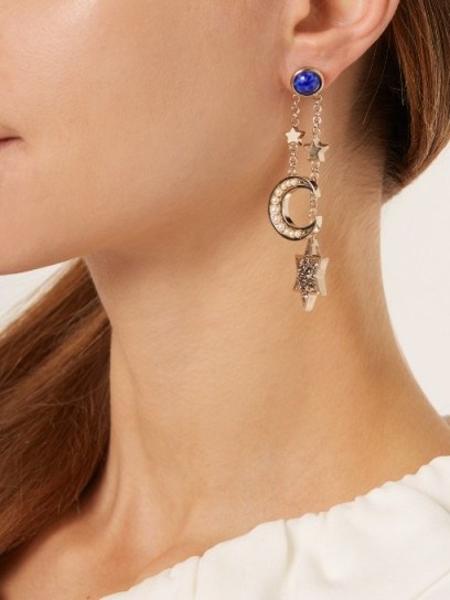 ETRO Crystal-embellished moon and star drop earrings ~ celestial statement jewellery - flipped