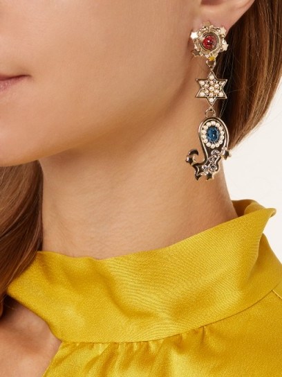 ETRO Crystal-embellished paisley motif earrings ~ statement jewellery - flipped