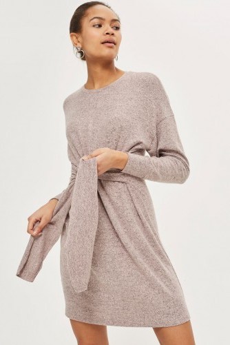 Topshop Cut and Sew Jumper Dress | pink front tie waist sweater dresses | chic knitwear - flipped