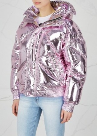 IENKI IENKI Dunlope lilac foil quilted shell bomber jacket ~ metallic puffer jackets - flipped