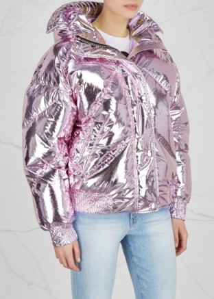 IENKI IENKI Dunlope lilac foil quilted shell bomber jacket ~ metallic puffer jackets