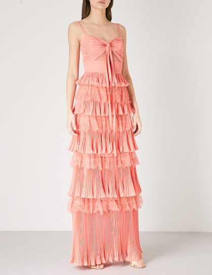 ELIE SAAB Tiered lace gown in Sunset ~ event gowns - flipped