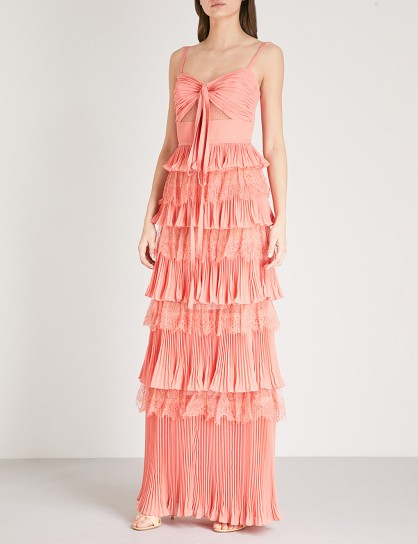 ELIE SAAB Tiered lace gown in Sunset ~ event gowns