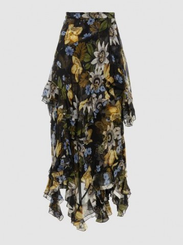 ERDEM‎ Elsa Floral-Print Silk Midi Skirt ~ ruffled occasion skirts