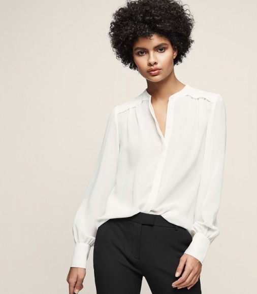 Reiss ERI PUFF-SLEEVE BLOUSE OFF WHITE / feminine shirts/blouses