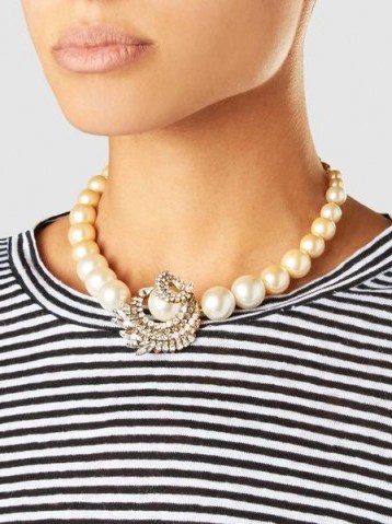 ERICKSON BEAMON‎ Delicate Balance Embellished Gold-Plated Necklace ~ chic statement necklaces - flipped