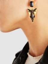 ERICKSON BEAMON‎ Lady Luck Embellished Gold-Plated Earrings ~ black crystal statement jewellery