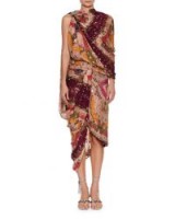 Etro High-Neck Sleeveless Metallic Printed Draped Sari Dress ~ chic mixed prints ~ elegant dresses