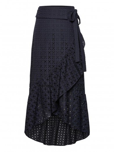 BANANA REPUBLIC Eyelet Ruffle-Wrap Skirt ~ navy blue skirts ~ day style