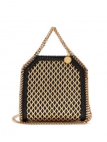 STELLA MCCARTNEY Falabella tiny gold-tone and black faux-leather cross-body bag - flipped