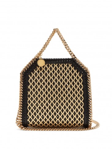 STELLA MCCARTNEY Falabella tiny gold-tone and black faux-leather cross-body bag