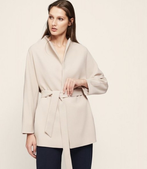 Reiss FARROW WRAP COAT CASHEW / coats with style - flipped