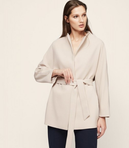 Reiss FARROW WRAP COAT CASHEW / coats with style