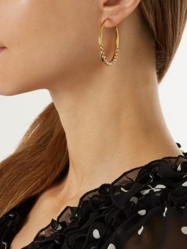 THEODORA WARRE Faux-pearl embellished silver hoop earrings ~ statement jewellery - flipped