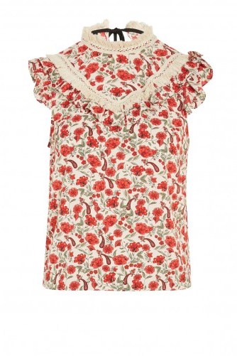 Topshop Floral Trim Shell Top | ruffled vintage style tops - flipped