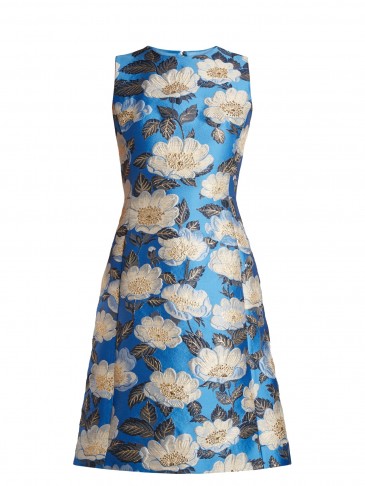 DOLCE & GABBANA Blue Floral-jacquard sleeveless A-line dress
