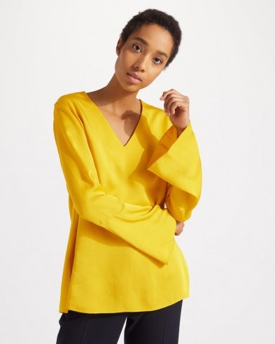 JIGSAW FLUTED SLEEVE BLOUSE PRIMROSE / yellow wide cuff tops - flipped
