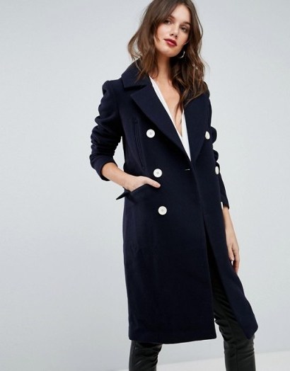 Forever New Military Style Coat – stylish navy blue coats - flipped