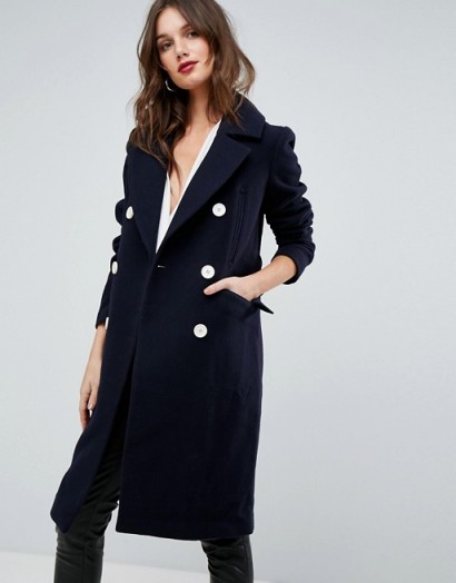 Forever New Military Style Coat – stylish navy blue coats