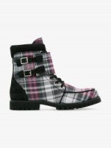 Ganni Checked Flat Boots | tartan buckle boot