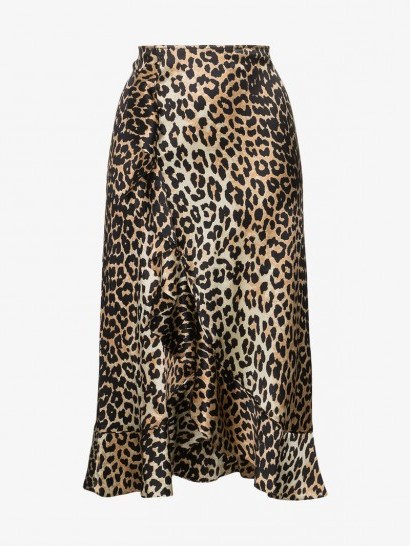 Ganni Leopard Print Silk Skirt | animal prints | wrap style ruffle skirts - flipped