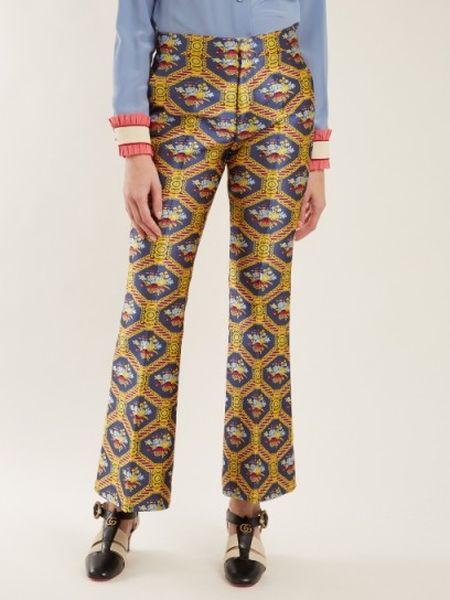 GUCCI Geometric floral-jacquard flared trousers ~ beautiful statement pants