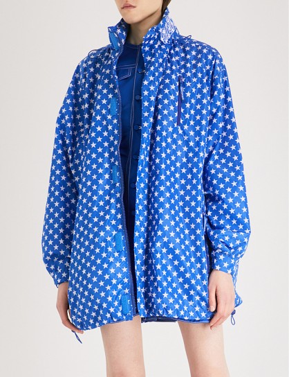 GIVENCHY Star-print hooded shell jacket in electric blue | stylish casual/rain jackets