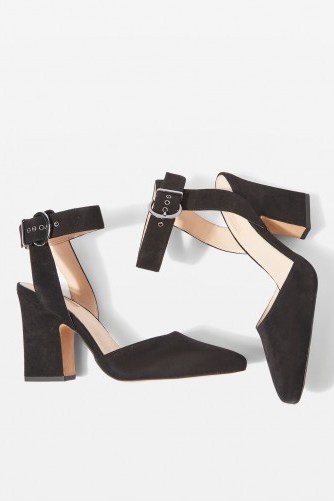 TOPSHOP Grande Mary Jane Heeled Shoes ~ black chunky heel Mary Janes - flipped