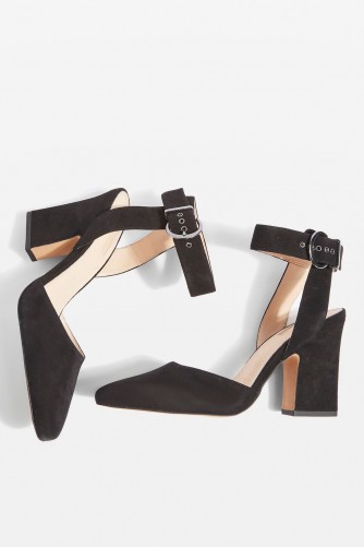 TOPSHOP Grande Mary Jane Heeled Shoes ~ black chunky heel Mary Janes