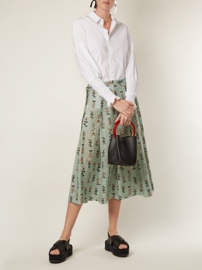 MARNI Mint-Green Graphic-print pleated midi skirt ~ spring/summer skirts - flipped