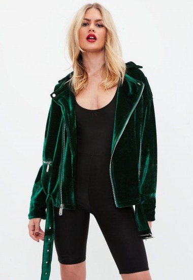 Missguided green textured velvet jacket – casual jewel tone jackets - flipped