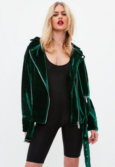 Missguided green textured velvet jacket – casual jewel tone jackets