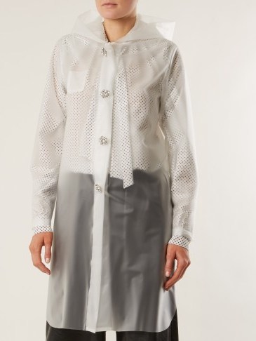 MM6 MAISON MARGIELA Hooded frosted rubberised raincoat ~ white see-through raincoats - flipped