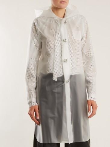 MM6 MAISON MARGIELA Hooded frosted rubberised raincoat ~ white see-through raincoats