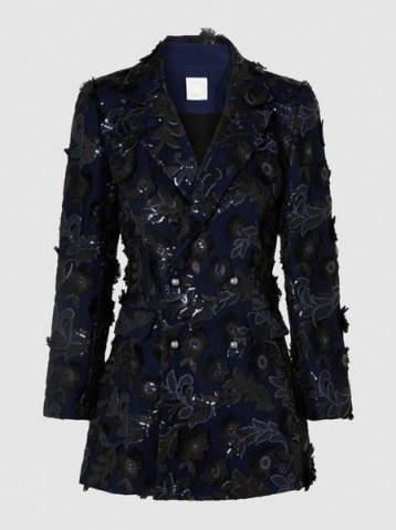 HUISHAN ZHANG‎ Ivy Sequinned Crepe Blazer | stunning embellished blazers | floral applique jackets - flipped