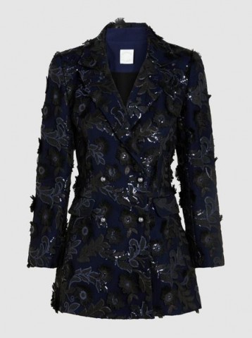 HUISHAN ZHANG‎ Ivy Sequinned Crepe Blazer | stunning embellished blazers | floral applique jackets