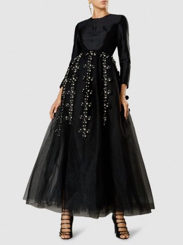 ‎HUISHAN ZHANG‎ Lilydrop Embellished Sateen And Organza Gown | black special event gowns | fairytale dresses - flipped