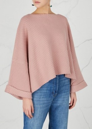 FREE PEOPLE I Can’t Wait chunky-knit pink cotton blend jumper | wide sleeve relaxed fit jumpers - flipped