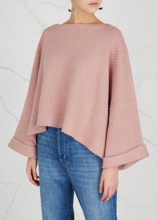 FREE PEOPLE I Can’t Wait chunky-knit pink cotton blend jumper | wide sleeve relaxed fit jumpers