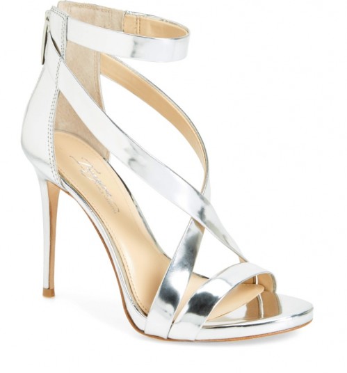 Imagine Vince Camuto ‘Devin’ Sandal in Platinum Leather | strappy party heels
