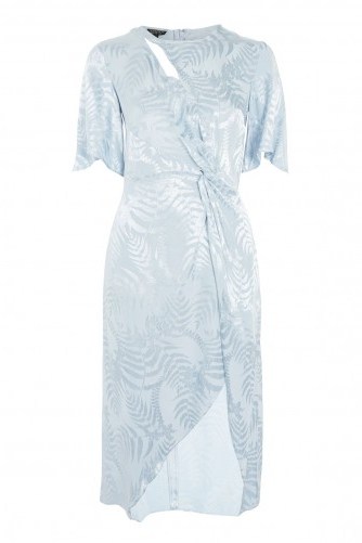 Topshop Jacquard Twist Midi Wrap Dress | pale blue party dresses | vintage look - flipped