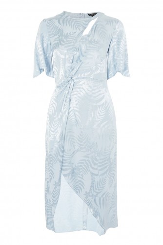 Topshop Jacquard Twist Midi Wrap Dress | pale blue party dresses | vintage look