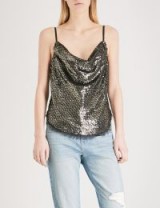 KENDALL & KYLIE Draped sequin camisole – shimmering cowl front tops