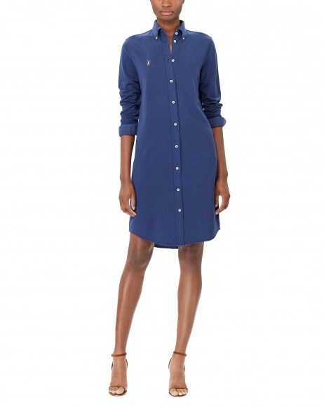 Polo Ralph Lauren Knit Oxford Shirtdress / blue shirt dresses - flipped