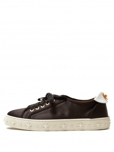 AQUAZZURA L.A. low-top satin trainers | black sneakers | sports luxe - flipped