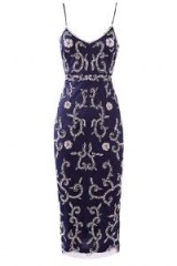 Lace & Beads Fiona Embellished Navy Midi Dress | glamorous strappy party dresses
