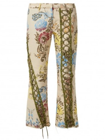 MARQUES’ALMEIDA Lace-up floral-jacquard trousers ~ pretty spring/summer pants - flipped