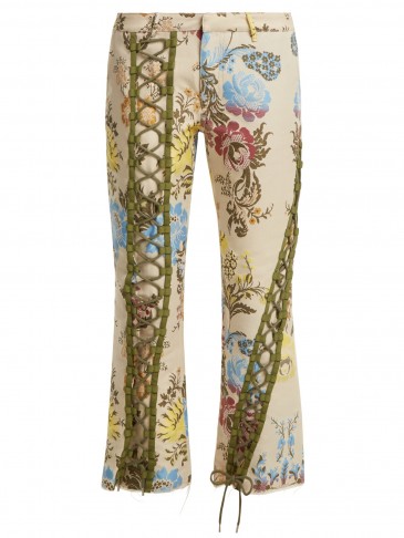 MARQUES’ALMEIDA Lace-up floral-jacquard trousers ~ pretty spring/summer pants