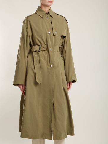 ISABEL MARANT Lawney tie-waist trench coat ~ stylish khaki-green macs